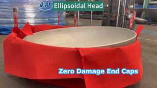 Stainless steel end caps were protected by red cloth throughout the process.